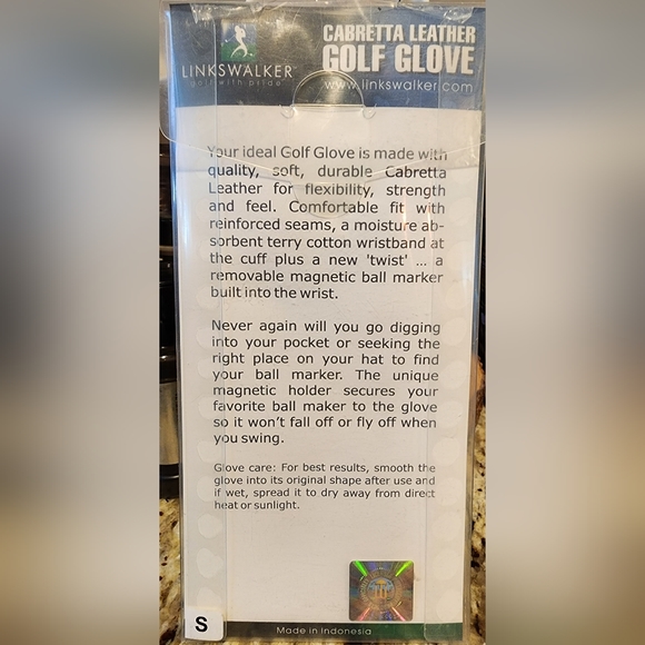 LINKSWALKER CABRETTA LEATHER GOLF GLOVE WITH BREAST CANCER RIBBON DETAIL - Picture 4 of 4